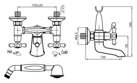 Смеситель для ванны Cezares Retro RETRO-C-VD2-01 Хром