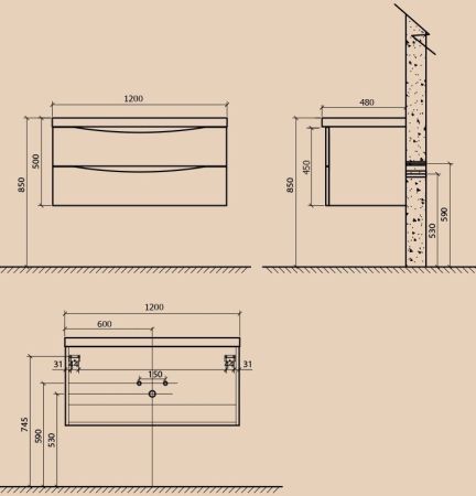 Тумба под раковину BelBagno Ancona-N 120 ANCONA-N-1200-2C-SO-BL подвесная Bianco lucido, артикул ANCONA-N-1200-2C-SO-BL