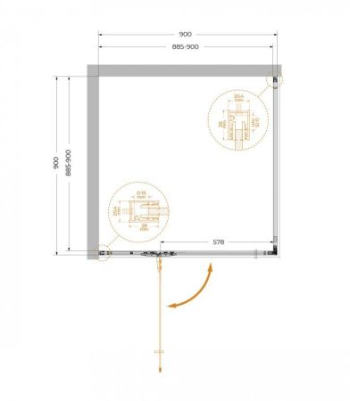 LINER-A-1-90-C-GM-R Душевой уголок, артикул LINER-A-1-90-C-GM-R