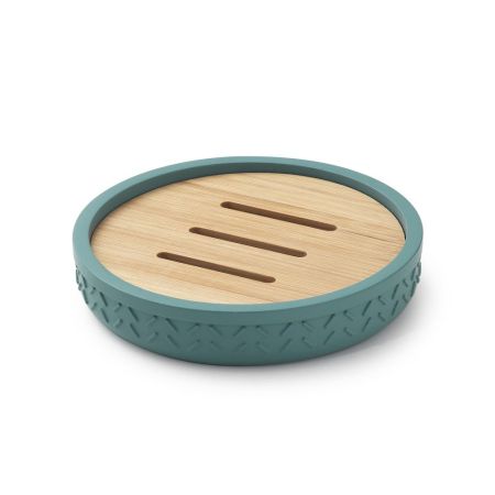 Gedy Thea, настольная мыльница, цвет зеленый/бамбук, артикул TH11(47)