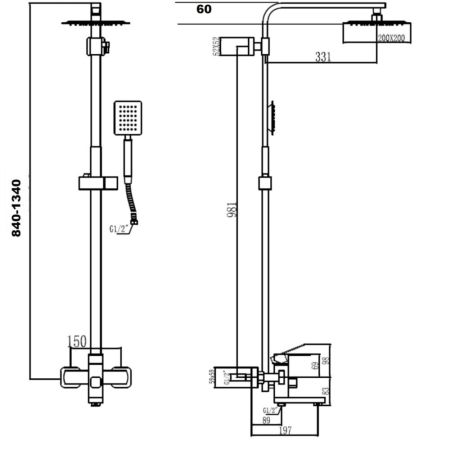 Душевая система Fmark FS8145H, черный