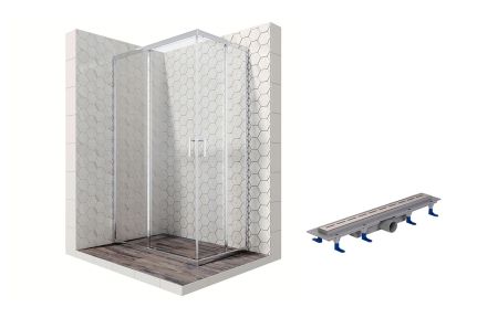 Душевой уголок Ambassador Kingston 14011101-ST8, прямоугольный, линейный трап, 120х80, артикул 14011101-ST8
