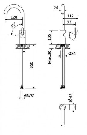 Смеситель для раковины CEZARES LEAF-LSM-A-L