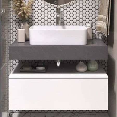 Тумба подвесная без столешницы Velvex Unit tp.UNI.80.1Y белый глянец, 80 см, артикул tp.UNI.80.1Y белый глянец