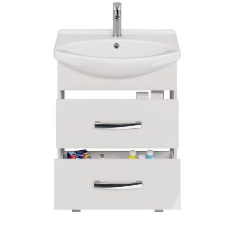 Тумба с раковиной подвесная/напольная Dreja Alda 65 см, белый, артикул 99-0404-com