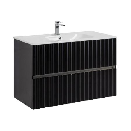 ELEGANT База под раковину подвесная с двумя выкатными ящиками, с LED подсветкой ручек. Чёрный матовый, 870x469x550 AM-ELEGANT-900-2C-SO-NM-LED, артикул AM-ELEGANT-900-2C-SO-NM-LED