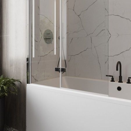 Шторка на ванну 100х140 см Maretti Valentina VA41R100140097-015, профиль хром, артикул VA41R100140097-015