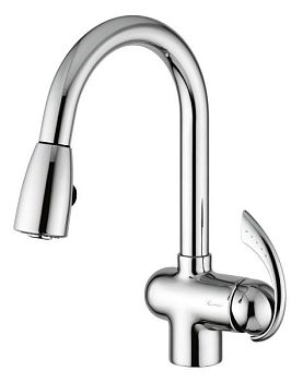 Emmevi Ramses, кухонный смеситель с поворотным изливом и вытяжным носиком, цвет хром