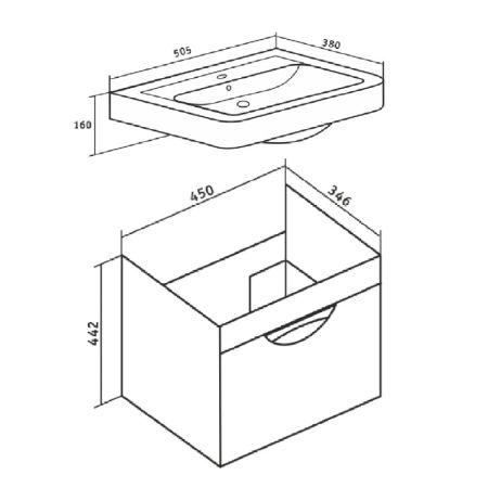 Тумба Runo Ибица 50 под умывальник УТ000000249 (Мини 50) (00000001046), артикул 00000001046