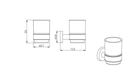 Стакан с держателем AQUATEK, матовый черный AQ4004MB ВЕГА, артикул AQ4004MB