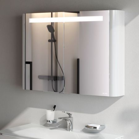 M30MCX1001WG Sensation, зеркало, зеркальный шкаф, 100 см, с подсветкой, белый, глянец, шт, артикул M30MCX1001WG