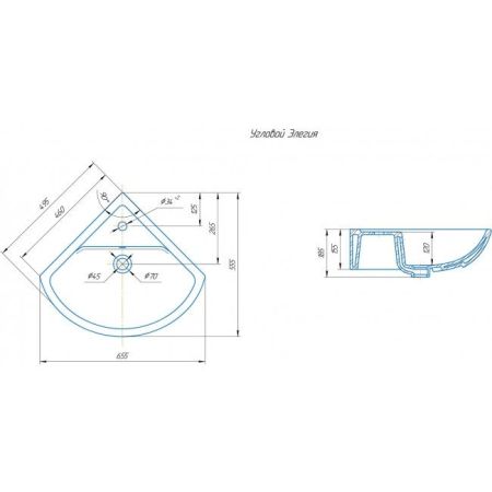 УМЫВАЛЬНИК RUNO мебельный Rosa Элегия угловой (00000000948), артикул 00000000948