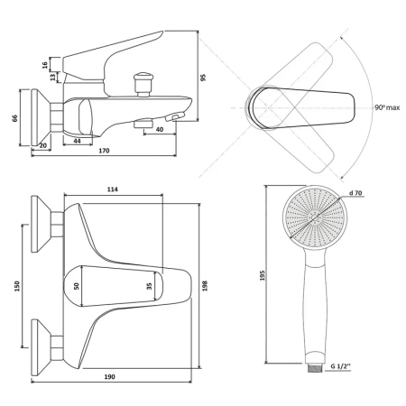 Смеситель для ванны Славен СЛ-ОД-Г30, хром