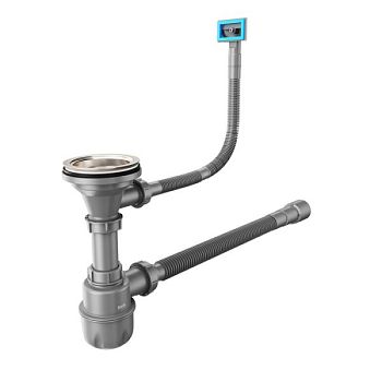 Сифон бутылочный IDDIS Optima Home 3.1/2x40мм, с выпуском, гофротрубой и переливом (900CVG0P10VD)