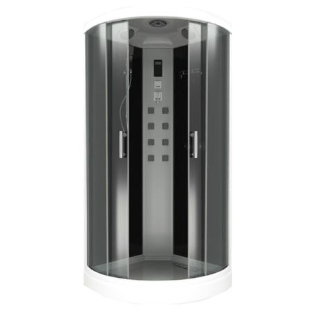 Душевая кабина Bas Альба 100х100 Eco стекло Графит задняя стенка Черная