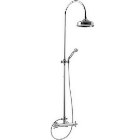CISAL Arcana Душевой комплект: термостатический смеситель, стойка с верхним душем, лейка+шланг, цвет хром