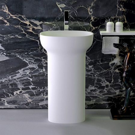 KNIEF Prime Раковина отдельностоящая 53х35х90 cm, с выходом в стену , цвет белый матовый ЦЕНА), артикул 0600-012-01WA