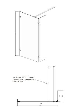 Душевая перегородка Ambassador Walk-in 15031108, свободный вход, 120х25 см