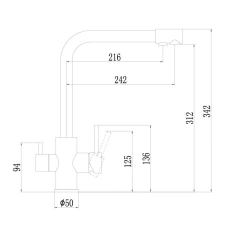 Смеситель для кухни с подключением к фильтру Fmark FS0862Q, графит