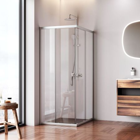 W87G-403-10080-MT Sunny душ огражд прямоугольн, раздвижн двери 100x80 серебро,стекло прозрачн, артикул W87G-403-10080-MT