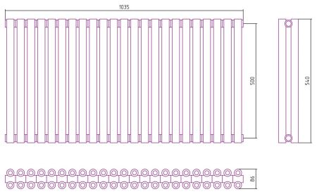 Отопительный радиатор ЭСТЕТ-00 н/ж 500х1035 / 23 сек (Матовый БЕЛЫЙ), артикул 30-0332-5023