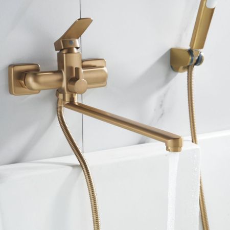 Смеситель для ванны Shevanik S9922G, золотой сатин, артикул S9922G