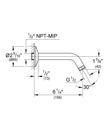 Душевой кронштейн GROHE Relexa neutral 203 мм, хром (27412000) Душевой кронштейн GROHE Relexa neutral 203 мм, хром (27412000)