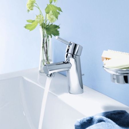 Смеситель для раковины GROHE Concetto с донным клапаном и ограничением расхода воды, хром (3220410E), артикул 3220410E