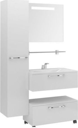 Тумба под раковину De Aqua Квадро-2 80 белый (подкатная 1 ящик), артикул 00185588