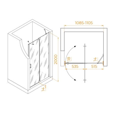 Душевая дверь RGW HO-014 (Прозрачное, 1100)
