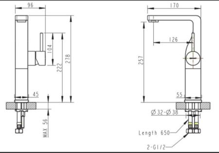 Смеситель для раковины Bravat Arc F16061K-A2-ENG, черный