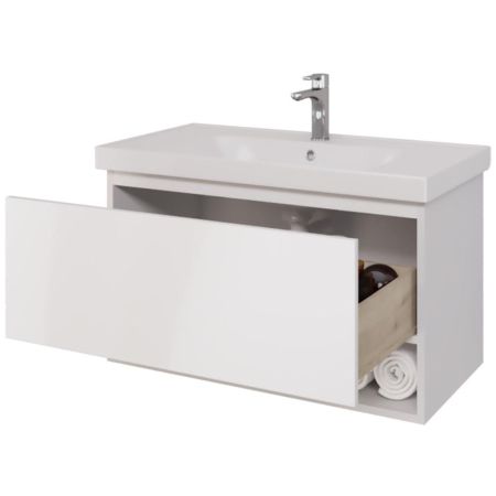 Тумба с раковиной подвесная Dreja Perfecto 90 см, белый, артикул 99-0808-com