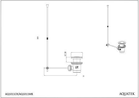 Смеситель для раковины 97 с донным клапаном AQUATEK, матовый черный AQ1011MB ВЕГА, артикул AQ1011MB