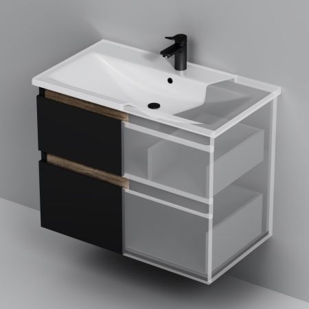 M85AFHX0802BM X-Joy, База под раковину, подвесная, 80 см, 2 ящика, черный матовый, артикул M85AFHX0802BM