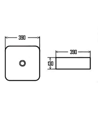 AQM5011 Раковина накладная квадратная. 390x390x130, артикул AQM5011