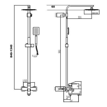 Душевая система Fmark FS8145, сатин, артикул FS8145