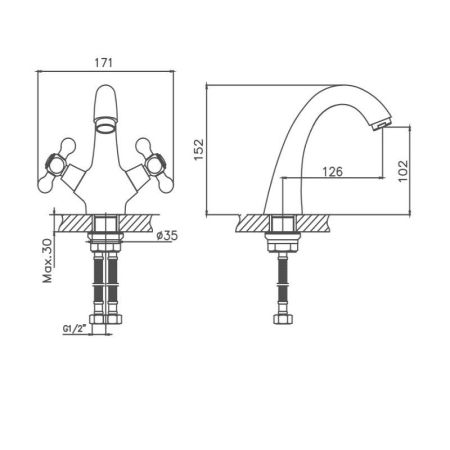 Смеситель для раковины Cron CN1019-5, сатин