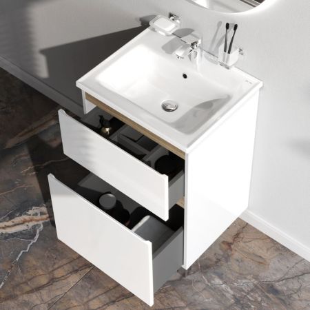 M85AFSX0552WG X-Joy, База под раковину, напольная, 55 см, 2 ящика, белый глянец, артикул M85AFSX0552WG