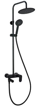 AQG Nite, душевая колонна регул. по высоте 95-150 см: со складным изливом и круглым верхним душем 25 см, цвет черный матовый