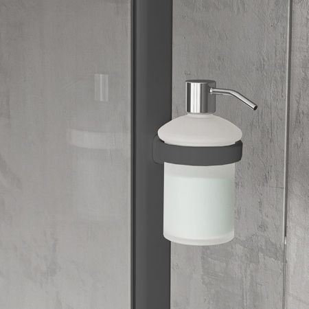 NOVELLINI EDGE Дозатор для жидкого мыла с креплением на профиль, цвет черный матовый, артикул R90AGEDSP-H