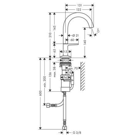 AX One Смеситель для раковины Sel 140, p-open, цвет полированное золото, артикул 48010990