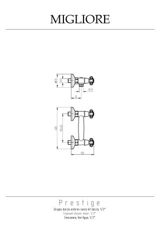 PRESTIGE Смеситель для душа внешний, выход М1/2", золото, артикул 26897