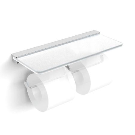 Держатель туалетной бумаги Langberger 32042B двойной с полкой Матовый хром, артикул 32042B