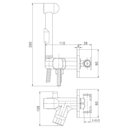 Гигиенический душ ПРОФСАН встраиваемый тип См-БдОРЗШл (PSM-CB-0720), артикул PSM-CB-0720