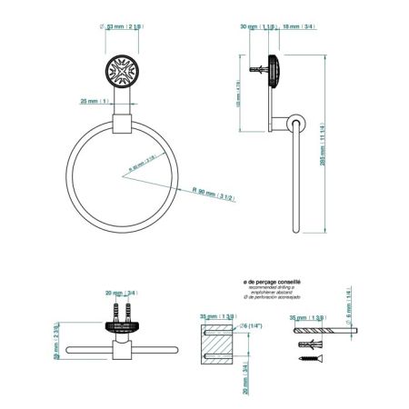 THG HIRONDELLES GOLD STAMPED Полотенцедержатель-кольцо, цвет хром