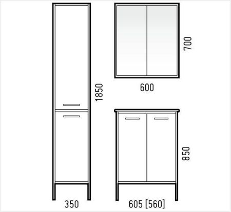 Зеркало-шкаф "Айрон 60", черный/белый, артикул SD-00000392
