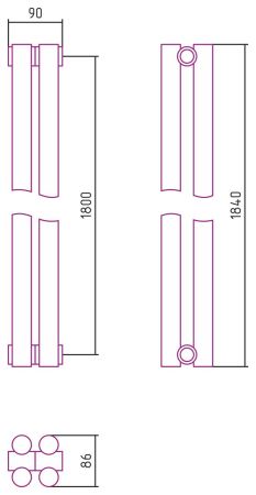 Отопительный радиатор ЭСТЕТ-11 н/ж 1800х90 / 2 сек (ЗОЛОТО), артикул 03-0302-1802
