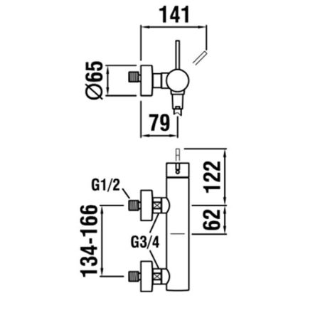 Laufen Kartell Смеситель для ванны настенный, на 2 отв, с ручным душем, цвет: хром, артикул 3.3133.7.004.400.1