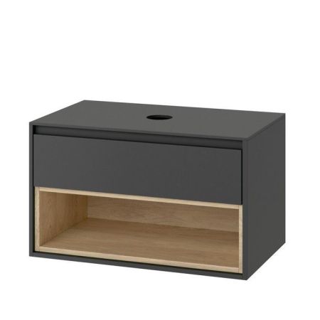 Тумба под накладную раковину EXCELLENT Tuto 80 см (серый/дуб), 1 ящик, артикул MLEX.0102.800.GRBL