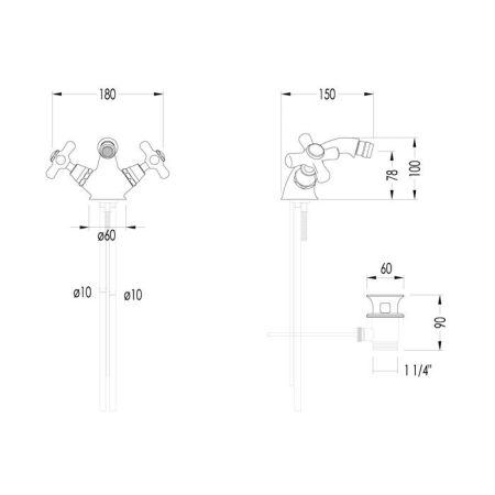 Devon City Смеситель для биде, на 1 отв. с донным клапаном, цвет: светлое золото, артикул UTCI120